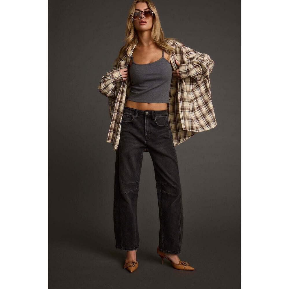 12th Tribe Plaid Button Down Shirt - Cream and Brown